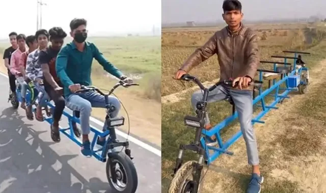 ଅଦରକାରୀ ଜିନିଷକୁ ବ୍ୟବହାର କରି ଇଲେକ୍ଟ୍ରିକ୍ ବାଇକ୍ ତିଆରି କଲେ କୃଷକଙ୍କ ପୁଅ; ବସି ପାରିବେ ୬ ଜଣ