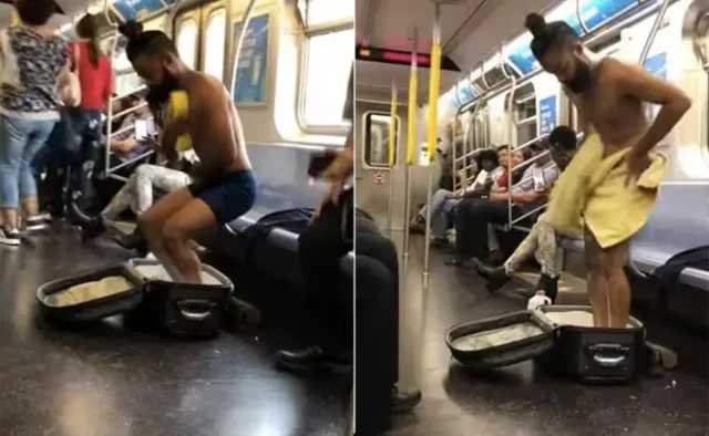 ମେଟ୍ରୋ ଟ୍ରେନରେ ପୋଷାକ ଓହ୍ଲାଇ ସ୍ନାନ କଲେ ଯୁବକ