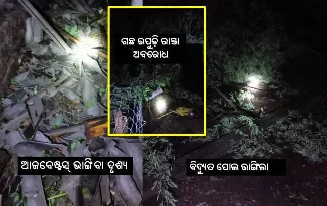 ତାଣ୍ଡବ ରଚିଲା କାଳବୈଶାଖୀ: ଉଡାଇଲା ଆଜବେଷ୍ଟସ୍‌, ଉପୁଡ଼ିଲା ବିଶାଳ ଗଛ, ଅନ୍ଧାରରେ ରହିଲେ ଲୋକେ