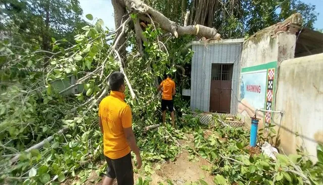 ଗଛ ପଡ଼ି ରାସ୍ତା ଅବରୋଧ, ବିଦ୍ୟୁତ ସେବା ବାଧାପ୍ରାପ୍ତ