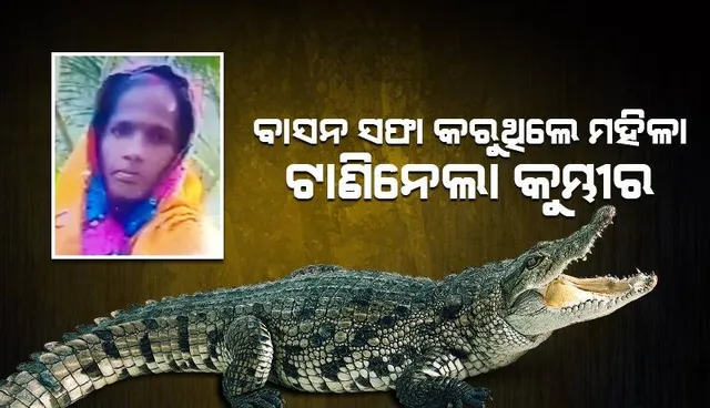 ସ୍ବାମୀ ବାହାର ରାଜ୍ୟରେ, ବଡ଼ପୁଅ-ଝିଅ କେରଳରେ ଦାଦନ ଖଟୁଛନ୍ତି, ରାଜନଗରରେ ମହିଳାଙ୍କୁ ଟାଣି ନେଲା କୁମ୍ଭୀର