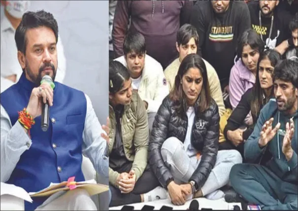 କ୍ରୀଡ଼ା ମନ୍ତ୍ରୀଙ୍କ ସହ କୁସ୍ତିଯୋଦ୍ଧାଙ୍କ ଗୁରୁତ୍ବପୂର୍ଣ୍ଣ ବୈଠକ: ୫ ଦାବି ରଖିଲେ, ଜୁନ୍‌ ୧୫ ପର୍ଯ୍ୟନ୍ତ ଆନ୍ଦୋଳନ ସ୍ଥଗିତ