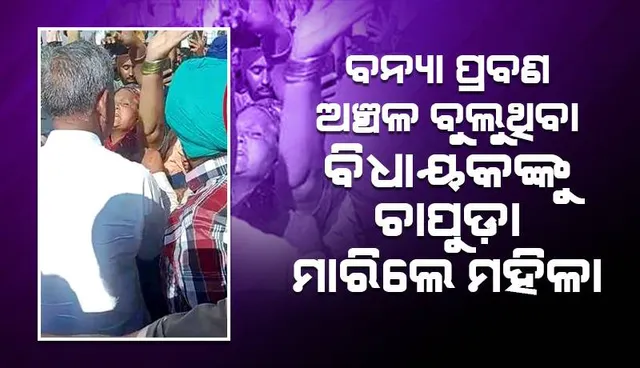 ହରିୟାଣାରେ ବନ୍ୟା ପ୍ରବଣ ଅଞ୍ଚଳ ବୁଲୁଥିବା ବିଧ‌ାୟକଙ୍କୁ ଚାପୁଡ଼ା ମାରିଲେ ମହିଳା