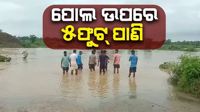 ବୀରମହାରାଜପୁରେ ଲଗାଣ ବର୍ଷା: ଘୁଂଗିନାଳ ପୋଲ ଉପରେ ୫ ଫୁଟର ବନ୍ୟାଜଳ ପ୍ରବାହିତ