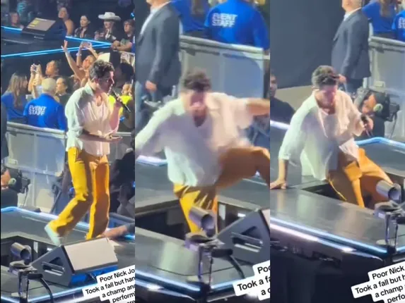 ଗୀତ ଗାଉଥିବା ବେଳେ ଷ୍ଟେଜ୍ ତଳକୁ ଖସିପଡ଼ିଲେ ନିକ୍ ଜୋନସ