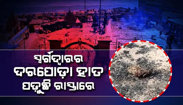 ପୌରସଂସ୍ଥାର ଦାୟିତ୍ବହୀନତା: ସ୍ବର୍ଗଦ୍ବାରର ଦରପୋଡ଼ା ହାତ ପଡ଼ୁଛି ରାସ୍ତାରେ