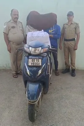 ବୀରମହାରାଜପୁର ପୁଲିସର ଚଢାଉ, ସ୍କୁଟି ସହିତ ଗଞ୍ଜେଇ ଜବତ୍