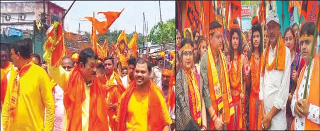 ହନୁମାନ ଭକ୍ତଙ୍କ ଶୋଭାଯାତ୍ରାରେ ନେତା: ଖଣ୍ଡା ବୁଲାଇଲେ ପ୍ରଦୀପ ଓ ନୀହାର