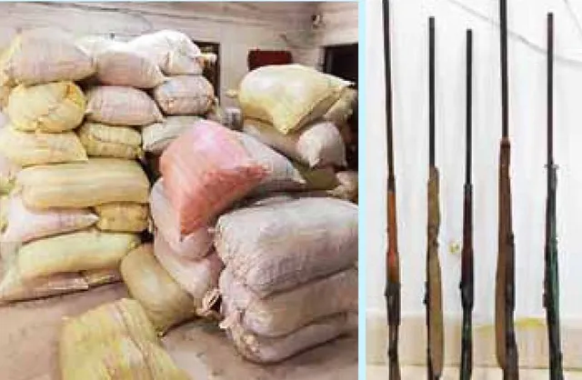 ୪ କୋଟିର ଗଞ୍ଜେଇ, ୫ ବନ୍ଧୁକ ଜବତ