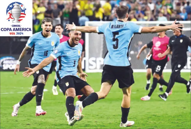 ବ୍ରାଜିଲ୍‌କୁ ବିଦା କଲା‌ ଉରୁଗୁଏ: ସେମିରେ କଲମ୍ବିଆକୁ ଭେଟିବ