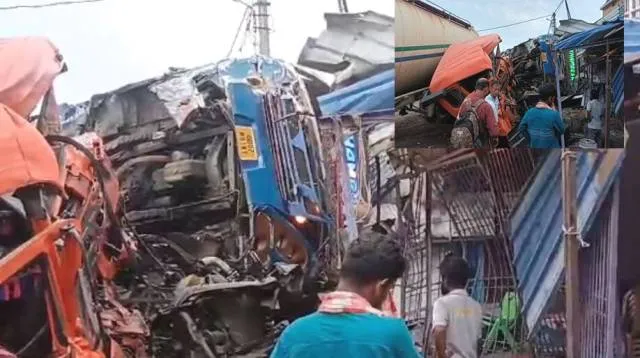 ତେଲ ଟ୍ୟାଙ୍କର-ବସ ମୁହାଁମୁହିଁ ଧକ୍କା: ଚା ପିଉଥିବା ଲୋକଙ୍କ ଉପରେ ମାଡ଼ିଗଲା ଗାଡ଼ି, ୪ ମୃତ