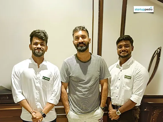 Shreyas Jalapur and Henik Gala - Co-founders Of Scrapji With Dinesh Karthik