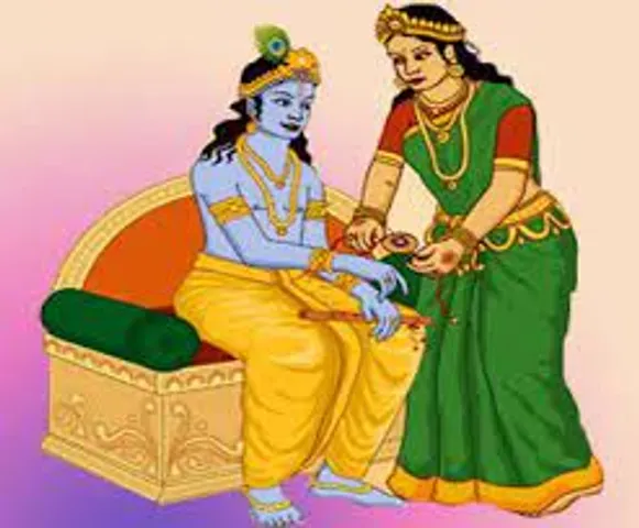 রাখি পূর্ণিমায় কৃষ্ণ ও দ্রৌপদী