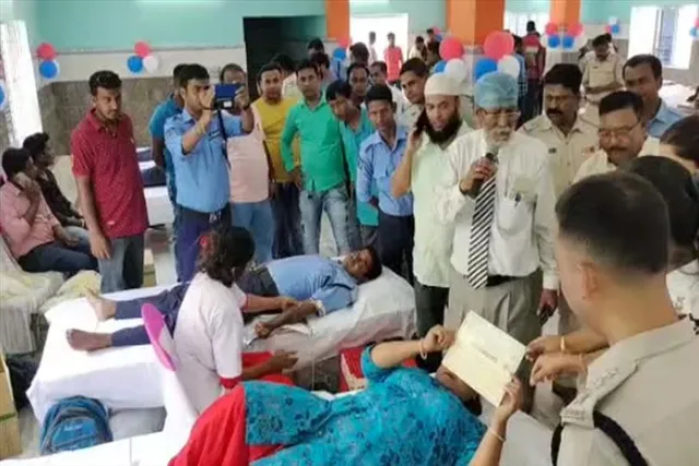 পুলিশের উদ্যোগে স্বেচ্ছায় রক্তদান শিবির