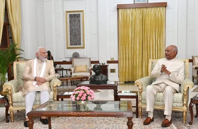 রাষ্ট্রপতি ভবনে রামনাথ কোবিন্দের সঙ্গে সাক্ষাৎ করলেন প্রধানমন্ত্রী নরেন্দ্র মোদী