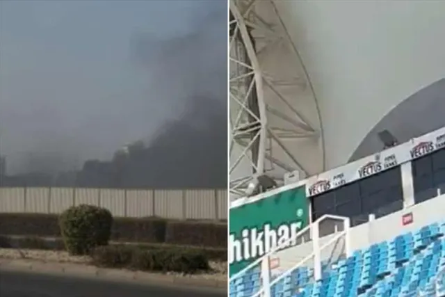 দুবাই আন্তর্জাতিক স্টেডিয়ামের কাছে অগ্নিসংযোগ