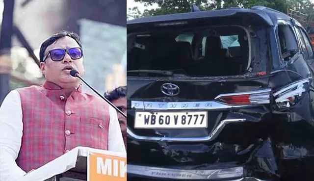 ভয়াবহ দুর্ঘটনার মুখে বিধায়ক কৃষ্ণ কল্যাণীর গাড়ি