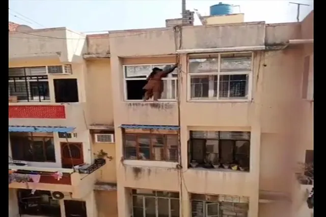 চার তলার কার্নিশে মহিলা, ভাইরাল সাফাইয়ের ভিডিও