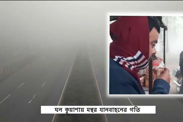 ঘন কুয়াশায় মন্থর যানবাহনের গতি