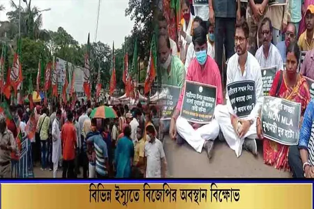 বিভিন্ন ইস্যুতে বিজেপির অবস্থান বিক্ষোভ