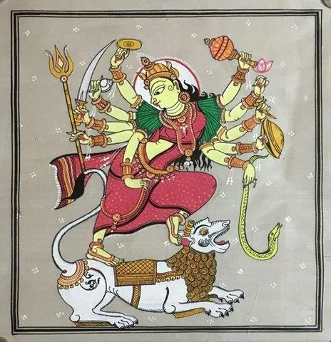 পটচিত্রে রাজবাড়ির দুর্গা