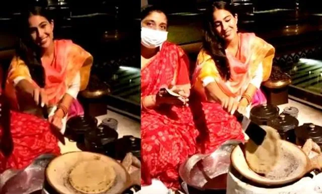 নবরাত্রি উপলক্ষ্যে মন্দিরের সামনেই রুটি বানাচ্ছেন সারা, অবাক নেটদুনিয়া