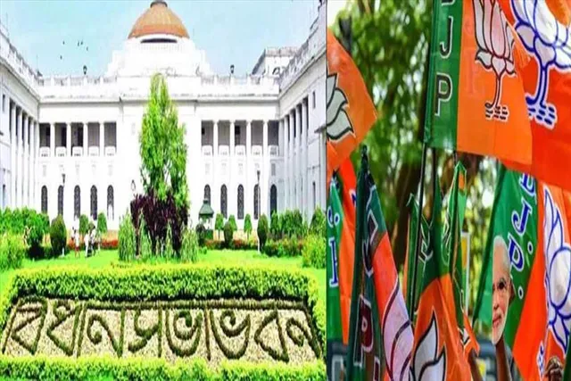 বিধানসভার ওয়েলে নেমে বিক্ষোভ বিজেপির