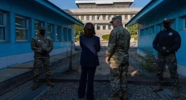 ক্ষেপণাস্ত্র পরীক্ষার কয়েক ঘণ্টা পর ডিমিলিটারাইজড জোন পরিদর্শনে কমলা হ্যারিস