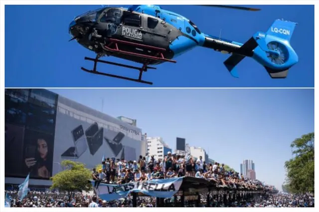 নীচে জন-সমুদ্র, আকাশ পথে মেসিদের শহর দর্শন