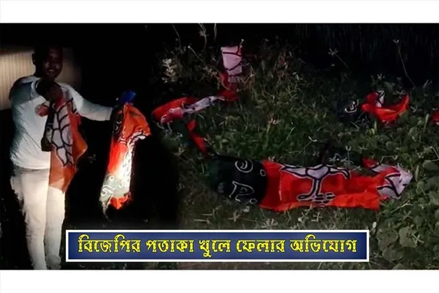 বিজেপির পতাকা খুলে ফেলার অভিযোগ তৃণমূলের বিরুদ্ধে