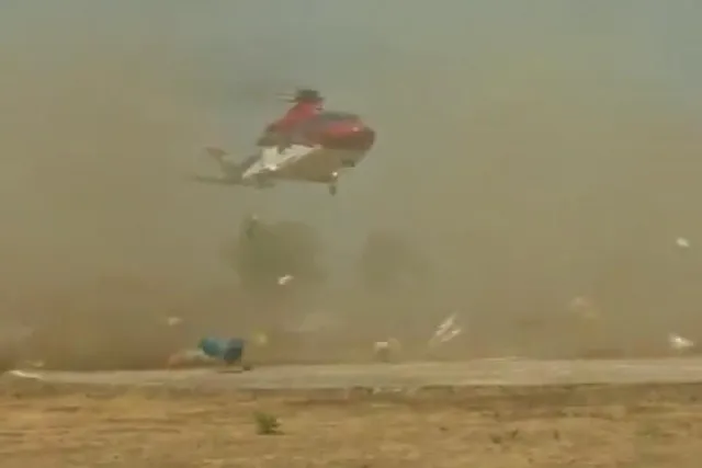 অবতরণের সময় সমস্যার সম্মুখীন প্রাক্তন মুখ্যমন্ত্রীর হেলিকপ্টার- দেখুন ভিডিও