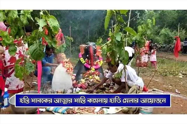 হস্তি শাবকের আত্মার শান্তি কামনা করে হাতি মেলার আয়োজন গ্রামবাসীদের