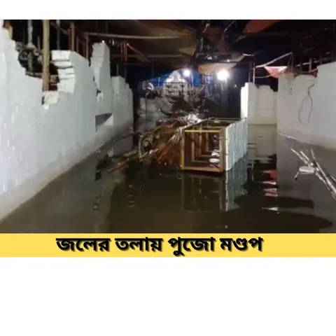 জলের তলায় দমদম পার্ক ভারতচক্র পুজো মণ্ডপ, দেখুন ভিডিও