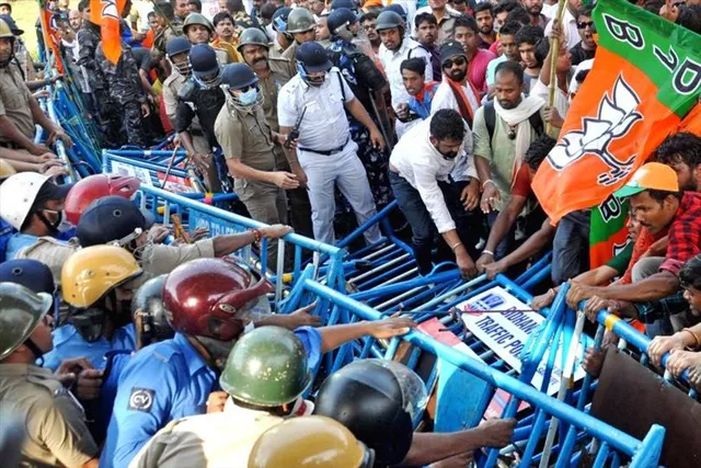 এয়ারপোর্টের কাছে বিজেপির বিক্ষোভ