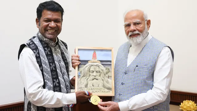 Sand Artist Sudarsan Pattnaik Meets PM Modi After Gold Win
