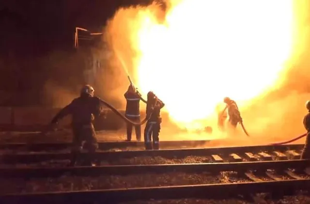 Cargo train in Russian-occupied Donetsk region hit by “powerful explosion,” says Ukrainian official