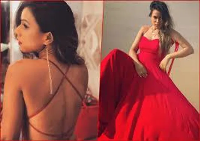 Nia Sharma looks gorgeous in sexy backless red gown