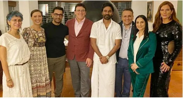 Aamir Khan treats Russo brother , Dhanush with Gujrati dinner at home.
