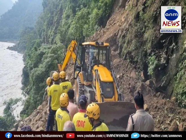 Road blocked due to falling rocks