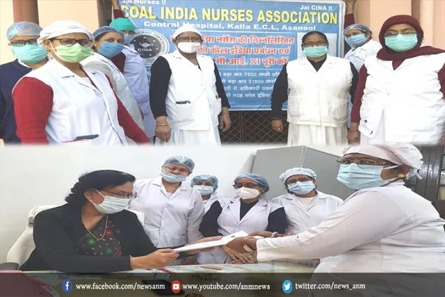 इंडिया नर्सेस एसोसिएशन के सदस्यों द्वारा शांतिपूर्ण प्रदर्शन किया गया