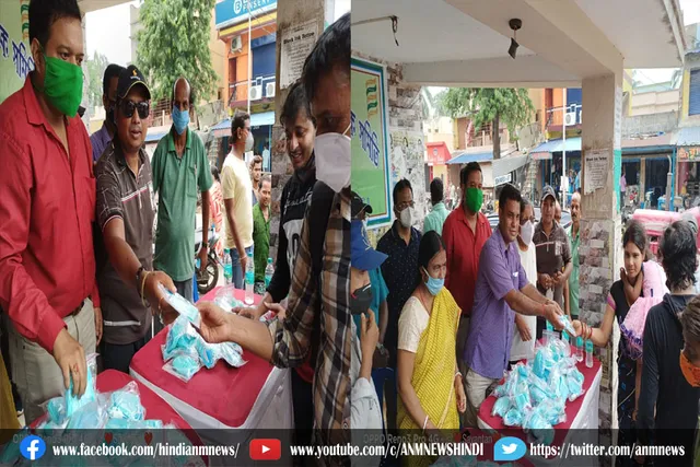 तृणमूल प्राथमिक शिक्षक संघ ने मास्क और सेनेटाइजर का किया वितरण