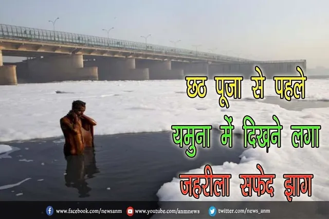 छठ पूजा से पहले यमुना में दिखने लगा जहरीला सफेद झाग