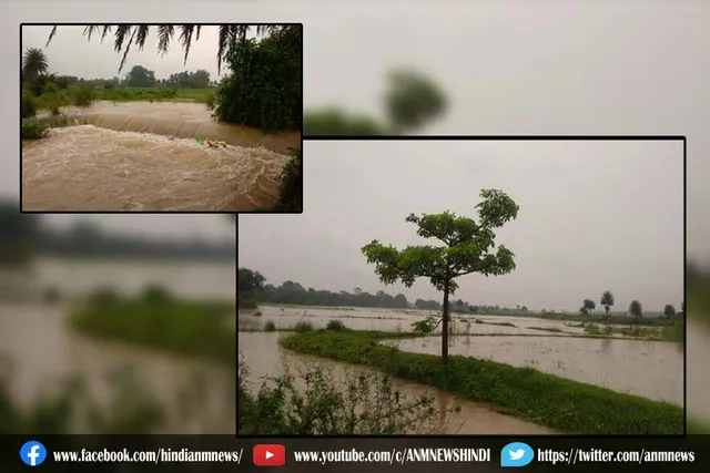 भारी बारिश के कारण जलमग्न कृषि योग्य भूमि, किसानों को भारी नुकसान