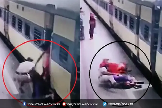 चलती ट्रेन से गिरी महिला, देखे वीडियो