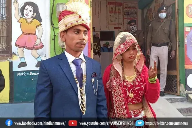 नवविवाहिता ने किया मतदान