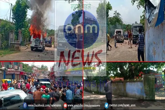 बराकर फाड़ी में पत्थरों की बारिश, पुलिस वाहन आग के हवाले