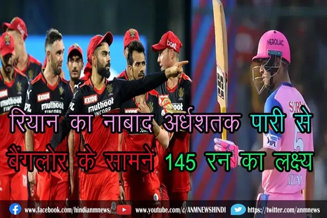 रियान का नाबाद अर्धशतक पारी से बैंगलोर के सामने 145 रन का लक्ष्य