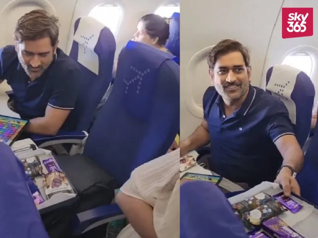 MS Dhoni in flight