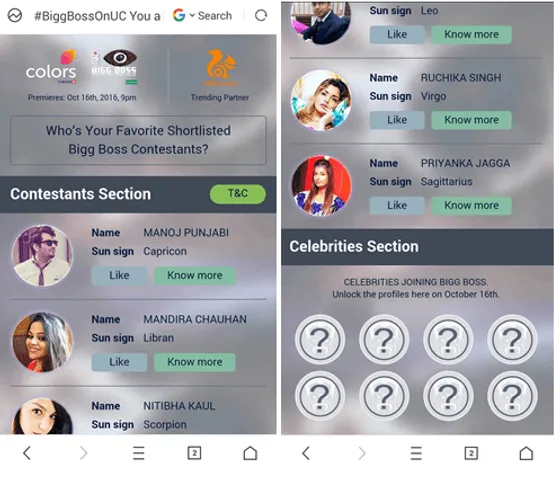 UC launches new browser section to send users to Big Boss house