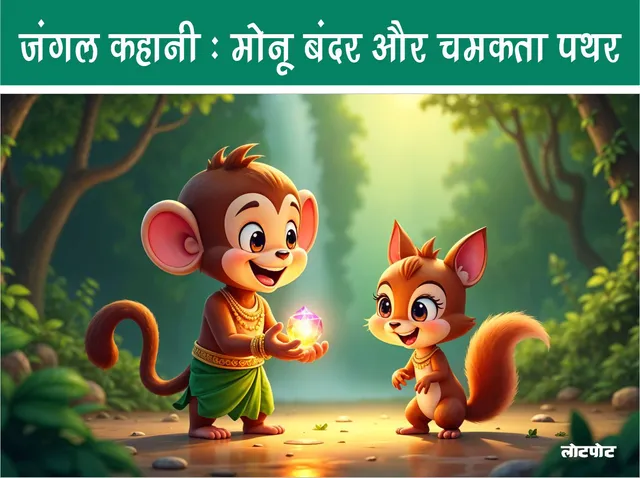 Monu Bandar aur Chamakta pathar jungle kahani 